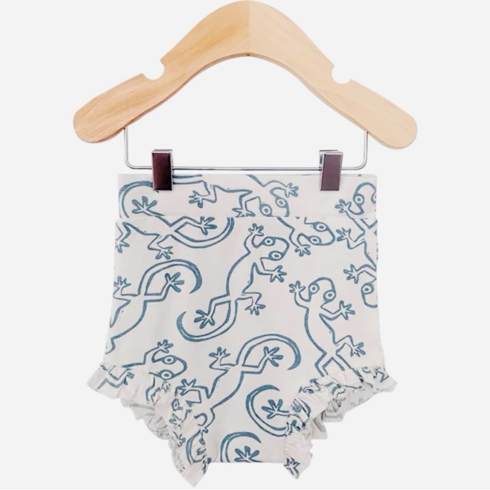 NWT SpearmintLove Bamboo Ruffle Bloomer, Lizard Cloud White |Size 12-18 months